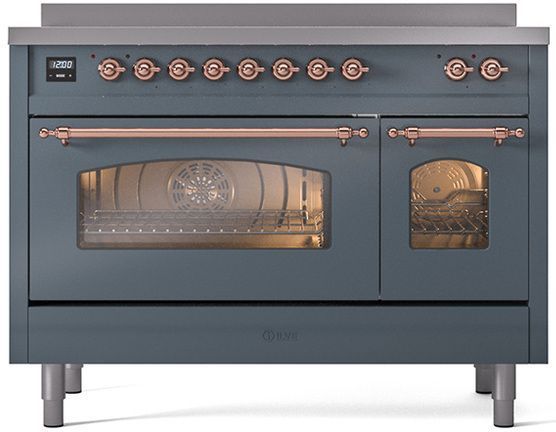 Ilve® Nostalgie II Series 48" Blue Grey Pro Style Induction Range-1