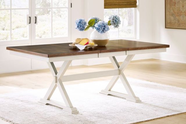 Signature Design by Ashley® Jendanton Brown Top Dining Table with Antique White Base-2