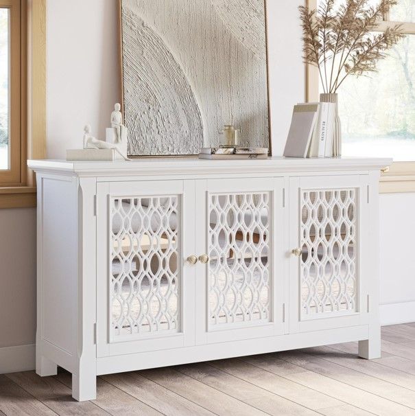 Jofran Inc. Isabella White 54" Mirrored Accent Cabinet-1