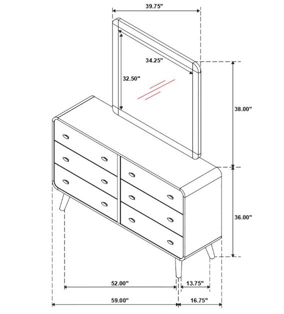 Coaster® Robyn Dark Walnut Dresser with Mirror-3
