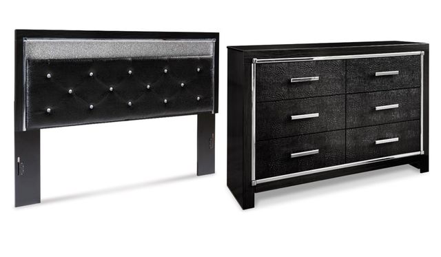 Signature Design by Ashley® Kaydell 2-Piece Black King Upholstered Panel Headboard Bedroom Set-0
