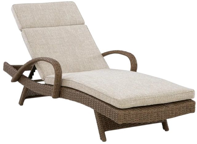 Signature Design by Ashley® Laguna Heights Beige-Gray Fabric/Resin Wicker Outdoor Chaise Lounge-0