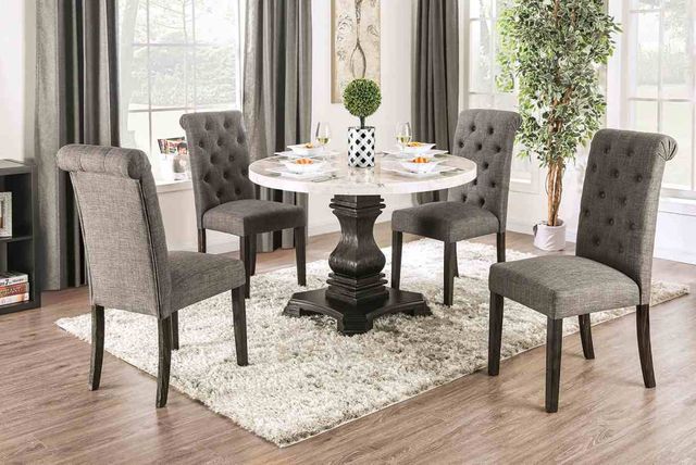 Furniture of America® Elfredo 5-Piece Antique Black/Gray/White Round Dining Table Set-1