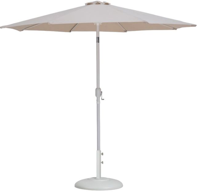 Meridian Furniture Fiji Beige/Matte White/White Aluminum Outdoor Patio Umbrella and Base-0