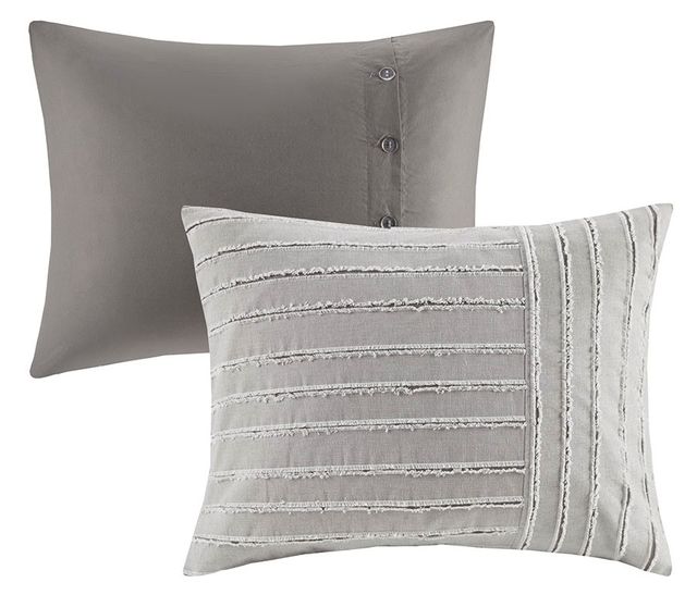 Olliix by Madison Park Signature Essence Gray King Cotton Clip Jacquard Comforter Set-1