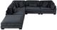 Homelegance® Traverse 5-Piece Black One-Arm Modular Sectional with Ottoman-3