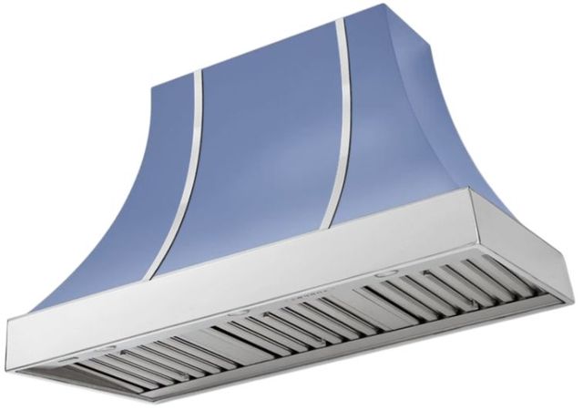 AGA Cascade 48" Carnaby Blue Wall Mounted Range Hood  with Polished Chrome Trim-0
