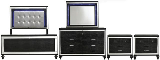 New Classic® Home Furnishings Valentino 5-Piece Black Queen Upholstered Bedroom Set with Two Nightstands-0