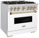 ZLINE Classic Series Autograph Edition 36" Stainless Steel Pro Style Gas Range with White Matte Door and Champagne Bronze Accents-1