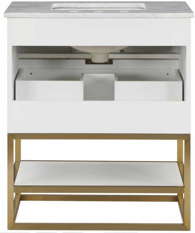Meridian Furniture Monad Brushed Gold/White 30" Bathroom Vanity-4