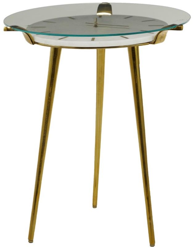 Deco Marche Glass Top Accent Table with Gold Base-2