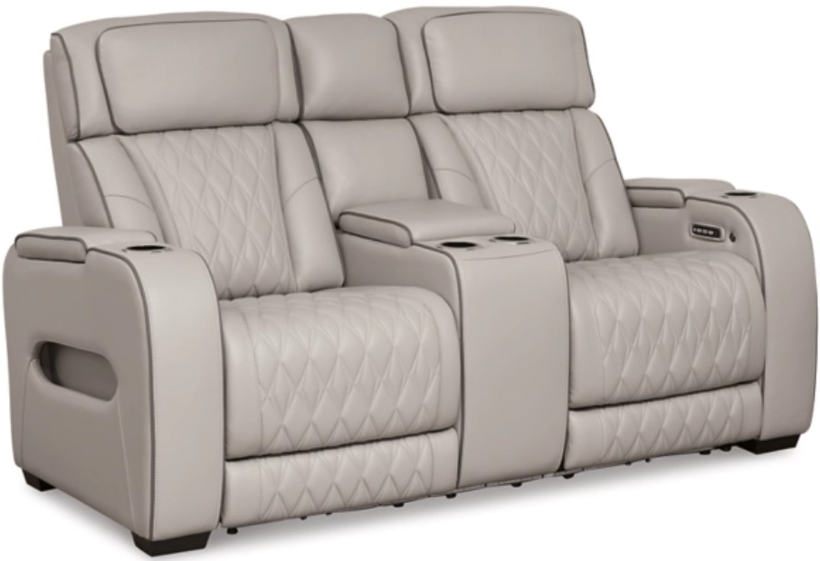 Signature Design by Ashley Boyington Gray Power Reclining Loveseat with Console Bingham Sons Appliances and Furniture Rexburg ID