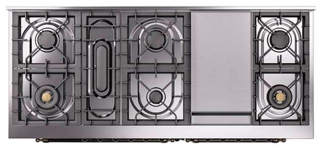 Ilve® Nostalgie II Noblesse 60'' Custom RAL Color Pro Style Dual Fuel Range with Burnished Trim-2