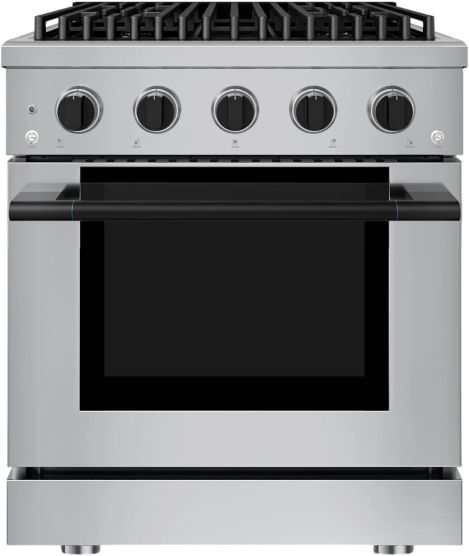 Hauslane HausPro 30" Stainless Steel Pro-Style Dual Fuel Range with Matte Black Knobs-0