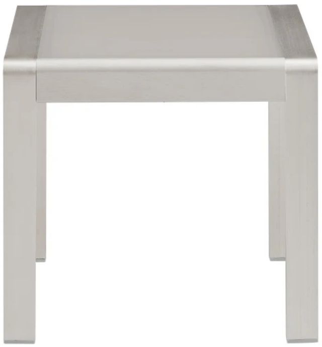 Linon Key Gray Aluminum Glass Top Outdoor Side Table-3