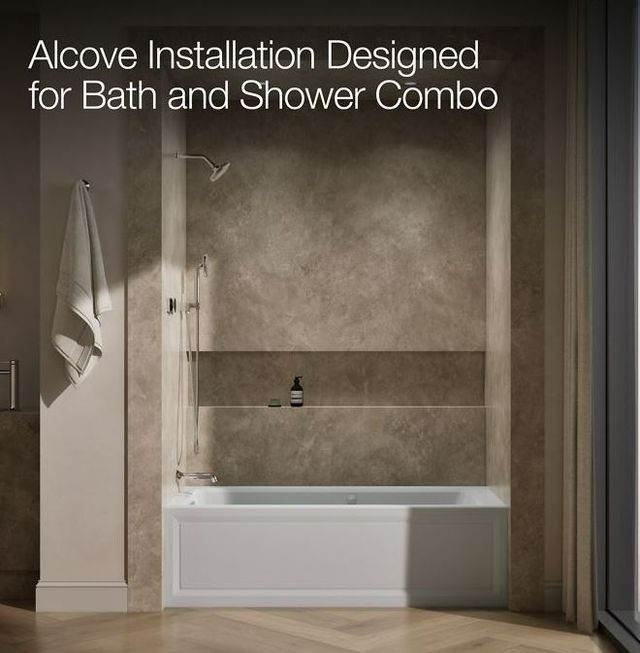 KOHLER® Archer® Ice Gray 66" x 32" Alcove Heated BubbleMassage™ Air Bath and Whirlpool - Left Drain-2