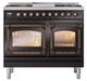 Ilve® Nostalgie II Noblesse 40'' Glossy Black Pro Style Dual Fuel Range with Burnished Trim-1
