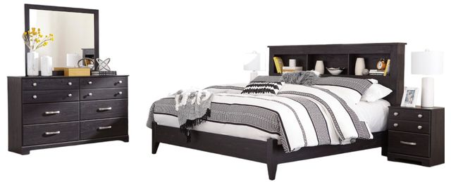 Signature Design by Ashley® Reylow 5-Piece Dark Brown King Bookcase Bed Set-0