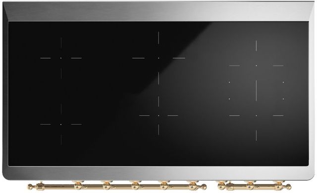 Ilve® Majestic III 48" Antique White Pro Style Induction Range with 6 Elements and Brass Trim-3
