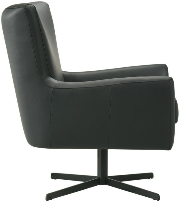 New Classic® Home Furnishings Acadia Black Leather Swivel Chair-2