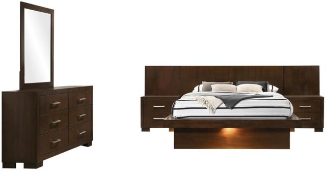 Coaster® Jessica 5-Piece Cappuccino Eastern King Panel Bedroom Set with Nightstand Panels-0