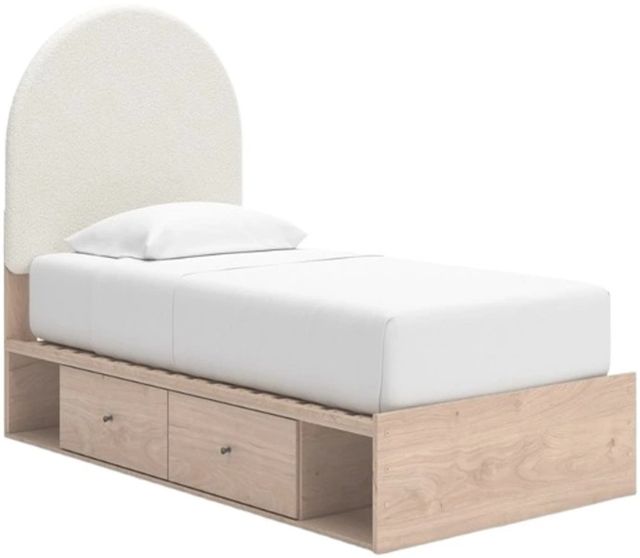 Signature Design by Ashley® Arloster Tan/White Twin Upholstered Panel Bed with 2-Drawer Storage-0