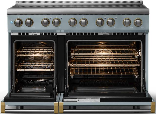 Viking® 5 Series 48" Novembery Sky Pro Style Induction Range with Brushed Brass Trim-1