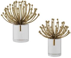 Uttermost® Aga 2-Piece Brushed Gold/Chrome Sculpture Set