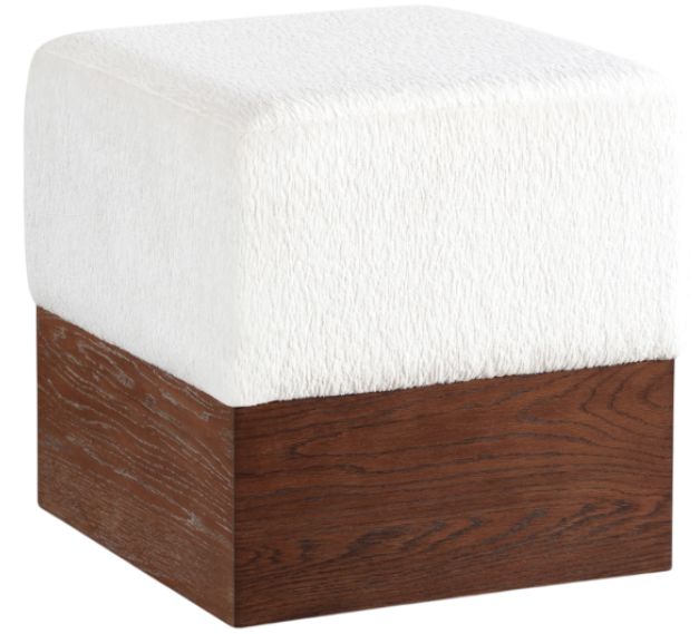 Meridian Furniture Havre Brown Walnut/Cream Upholstered Ottoman-0