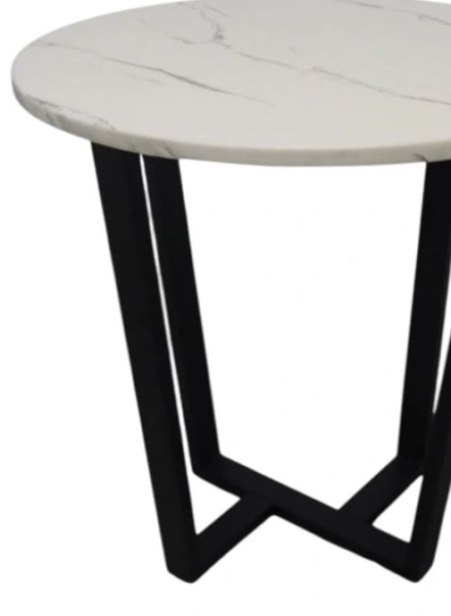 American Wholesale Furniture Fuji White Marble Top End Table with Black Base-1