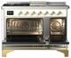 Ilve® Majestic III 48" Custom Pro Style Dual Fuel Liquid Propane Range with Triple Glass Door and Brass Trim-1