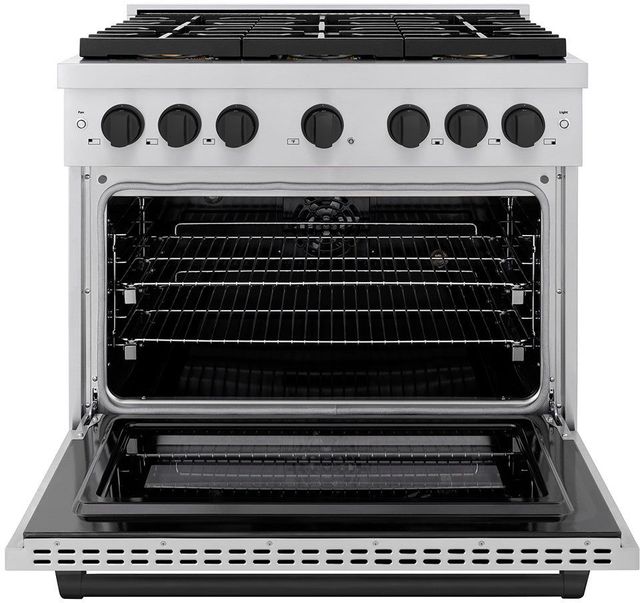 ZLINE Autograph Edition Paramount Series 36" Stainless Steel Pro Style Dual Fuel Range with Matte Black Accents -1