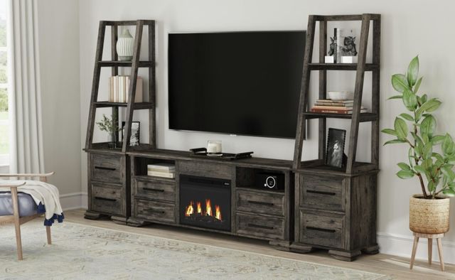 Elements International Park Ridge 4-Piece Charcoal Entertainment Unit with 71'' TV Console-1