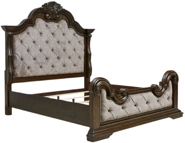 Signature Design by Ashley® Maylee Beige/Dark Brown King Upholstered Panel Bed-3