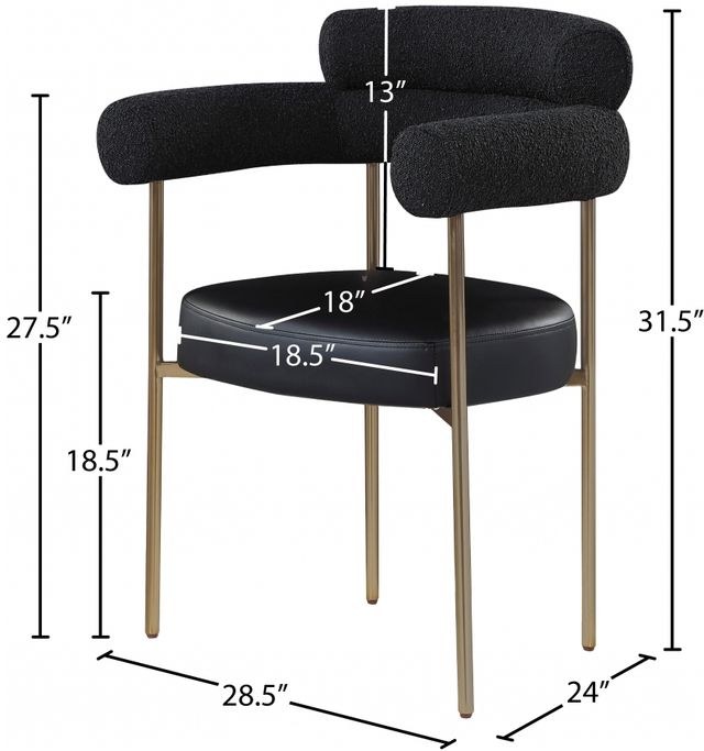 Meridian Furniture Blake Black/Brushed Brass Upholstered Dining Chair-2