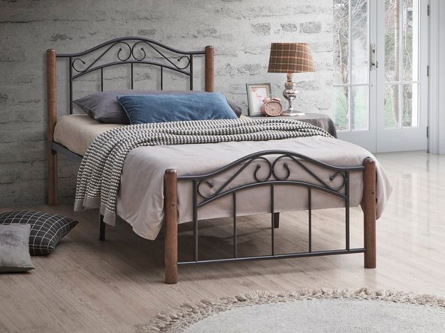 IFDC Black/Walnut Youth Double Platform Bed-1