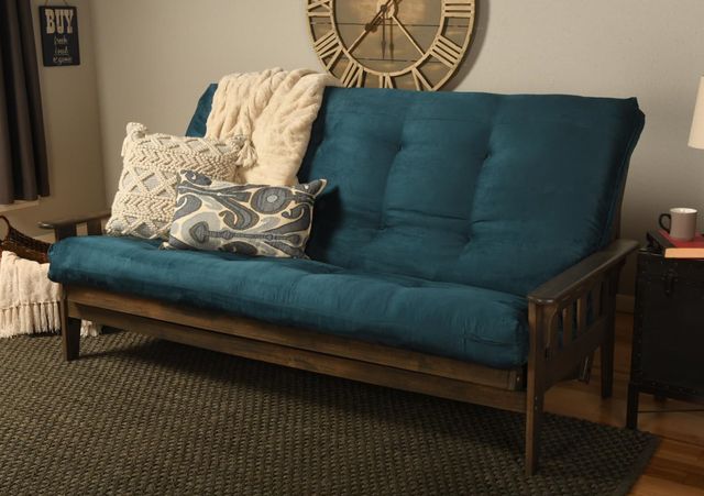 Kodiak Furniture Tucson Suede Navy/Rustic Walnut Queen Futon with Mattress-3