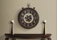 Monarch Specialties Inc. Brown 24" Round Wall Clock with Standard Numbers on Beige/Black Background-2