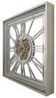 YHD Golden Gears Silver Square Wall Clock-1