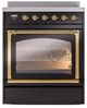 Ilve® Nostalgie II Noblesse 30'' Glossy Black Pro Style Induction Range with Brass Trim-1
