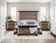International Furniture Direct Antique Distressed Wood California King Low Profile Platform Bed Footboard with Rails-1