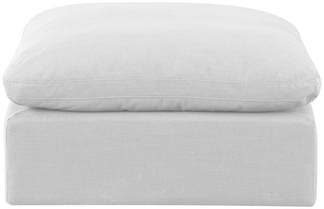 Meridian Furniture Indulge White Linen Textured Ottoman-1