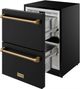 Thor Kitchen Gordon Ramsay Collection 24” 5.4 Cu. Ft. Anti-Fingerprint Black Built-In or Freestanding Under the Counter Refrigerator Drawer with Bronze Handle-4