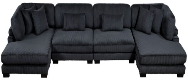 Homelegance® Traverse 4-Piece Black U-Shape Sectional with Reversible Chaise-1