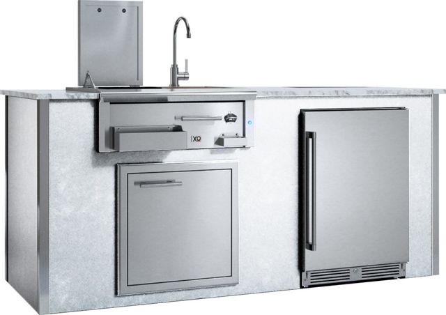 XO Pro-Grade Luxury Designer 83" White Pre-Assembled Outdoor Kitchen Bar Island-1