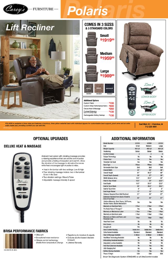 UltraComfort™ Polaris Midnight Small Power Lift Recliner-4