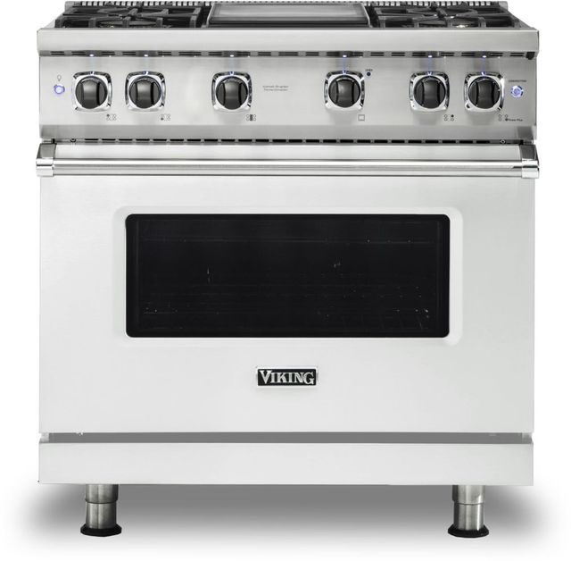 Viking® 5 Series 36" Frost White Pro Style Natural Gas Range with 12" Griddle-0