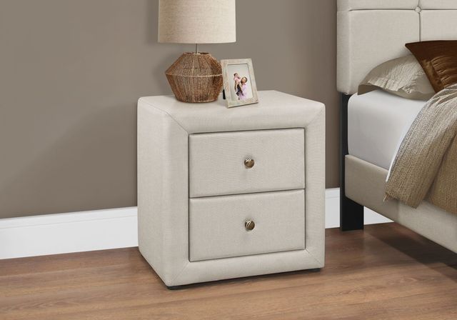 Monarch Specialties Inc. Beige Linen Night Stand-2