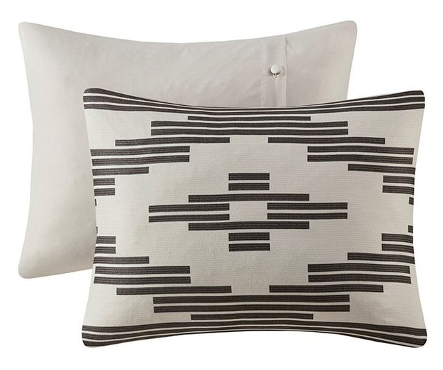 Olliix by Woolrich Simons 5 Pieces Grey and Red Full/Queen Herringbone Oversized Comforter Set-1