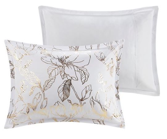 Olliix by Intelligent Design Magnolia Gold Twin/Twin Extra Large Metallic Printed Floral Comforter Set-4